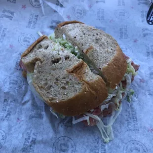 a sandwich on a wrapper