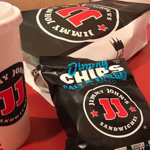 chips and a cup of coffee
