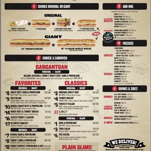 the menu for jimmy john's freaky fresh