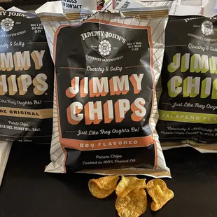 2 oz bags of chips. BBQ and Jalapeño are the best. Jalapeño is not spicy.