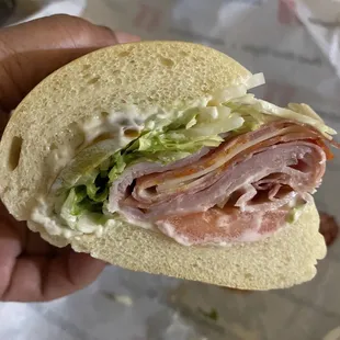 Side view of Italian Nightclub w/ Xtra Mayo and NOT gutted.  Soft bread!