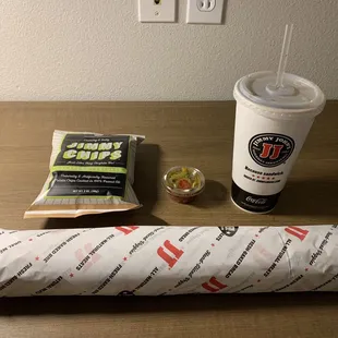 Opted for the 16" Spicy Italian with drink, chips, extra cherry peppers.