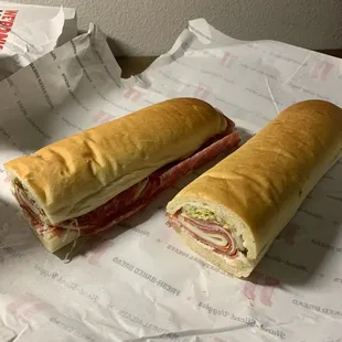A hearty Spicy Italian sandwich.