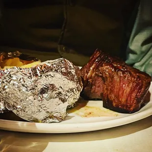Larger Filet Mignon - it&apos;s hard to see but it was twice the size of mine!! Soooo good!