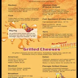 the menu of the restaurant