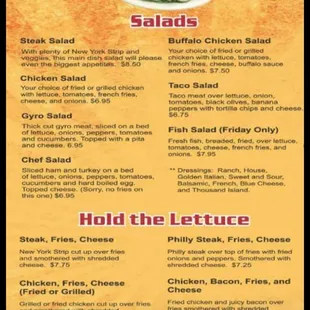 a menu on a cell phone