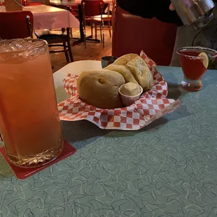 complementary Rolls, Tropical Twister and Texas Rose Margarita