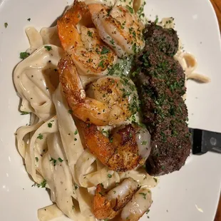 Kings pasta with steak and shrimp