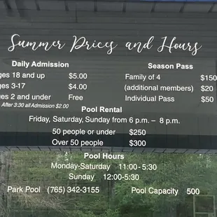 Water Park Information