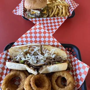 Food was amazing! Made to order! I had the steak sandwich my husband the 1/2 lb. Texas Big Burger and neither one disappointed.