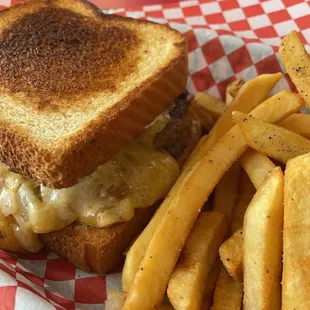 Patty melt on Texas toast combo