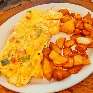 Western omelette with home fries.