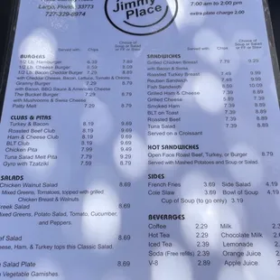 New jimmys menu