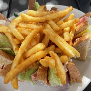 I had the ham n cheese club.  Really nice.  All fresh and the fries were really good.