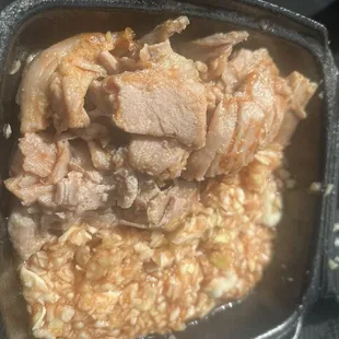 Coarse chopped tray, with very cold BBQ slaw next to pork - of course the pork became cold as well