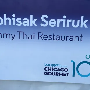 Aphisak (Jimmy) Honored to represent Thai Select at the 2017 Chicago Gourmet