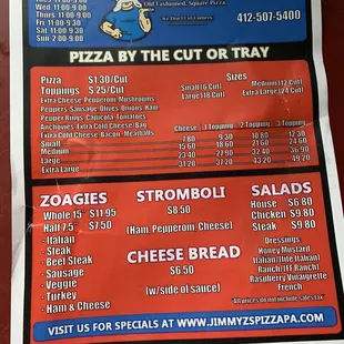 Simple one-page menu