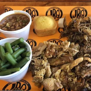 Pulled Pork, Brisket and Smoked Chicken. Beans and beans.