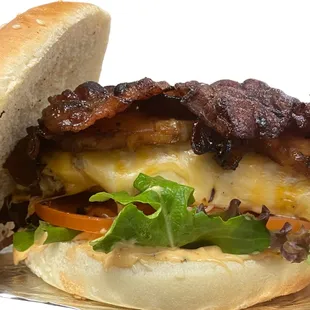 bacon, cheese, and lettuce