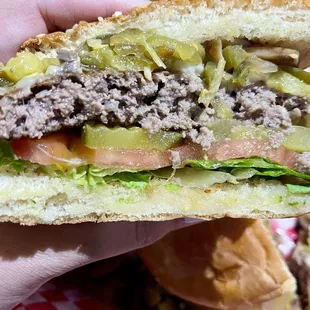 Green Chilli Burger (Hot Version) + mushrooms