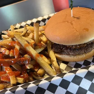 Chilly burger &amp; fries