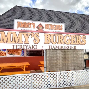 a sign for jimmy's burgers