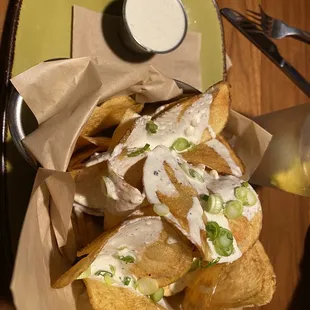 a plate of chips and dip