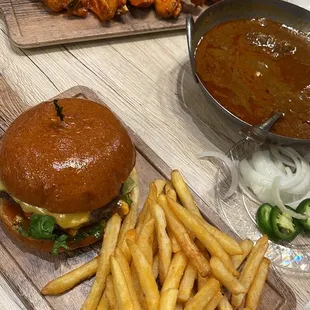 a burger and french fries