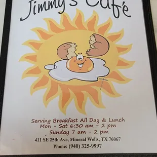 a sign for jimmy's cafe