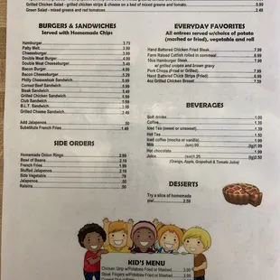 Lunch and kids menu