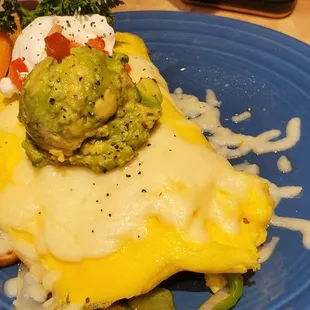 an omelet and vegetables