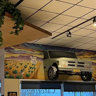 a truck on the ceiling