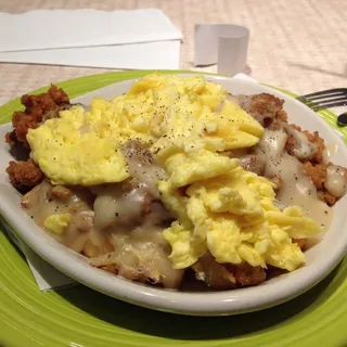 Chicken Fried Steak Skillet with Wheat Toast