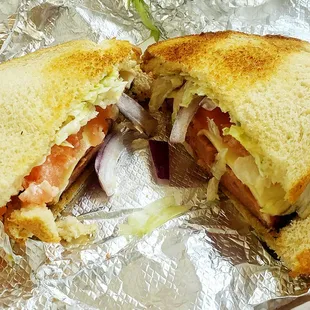 Triple thick fried bologna, one of the best things on the menu.