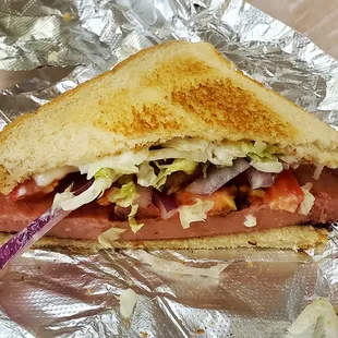 You can never go wrong with a fried bologna sandwich, delicious.
