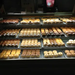 a display case full of donuts