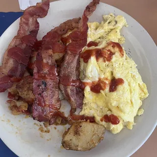 Eggcetera with 3 Bacon Strips