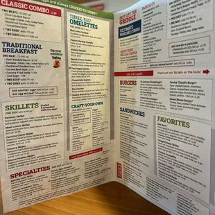a menu for a restaurant