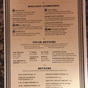 menu