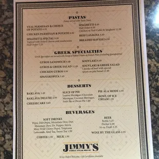 menu