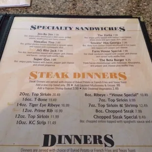 menu