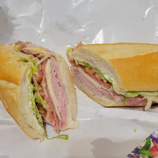 a sub sandwich cut in half