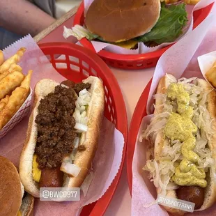 2 hot dog and cheeseburger combos (#4) and 1 cheeseburger combo (#3)