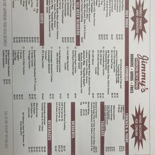 The menu