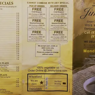 A menu for your dining pleasure!