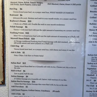 Menu (they have more, this was 1 page out of 4 or 5).