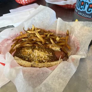 Chili cheese dog w/ fries