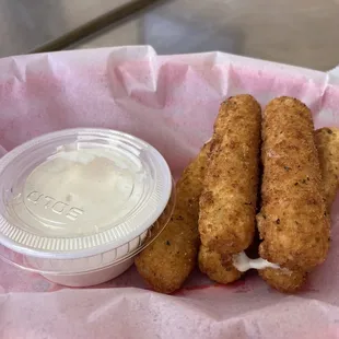a basket of chicken nuggies