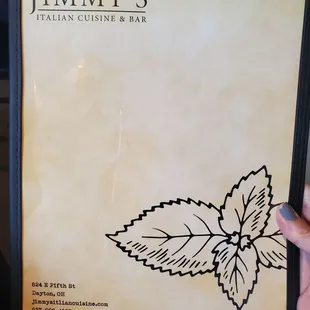 Menu cover