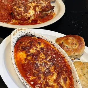 Spinach Ravioli, stuffed Eggplant w/ a side of spaghetti